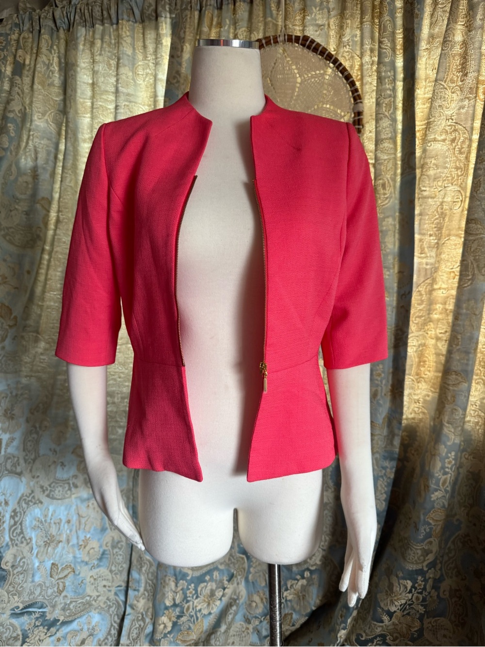 Tahari Pink coral  Zip-Front Tailored Women's Blazer